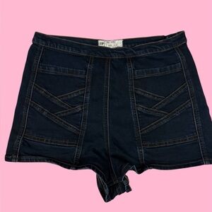 Free People Radar Love High Rise Dark Indigo Hot Pants Size 27